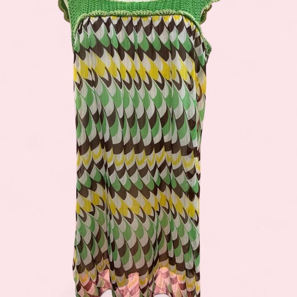 My Michelle green crochet geometric dress